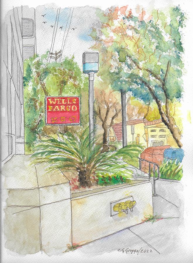 Wells Fargo, 3th Street, Beverly Hills, California Painting by Carlos G Groppa