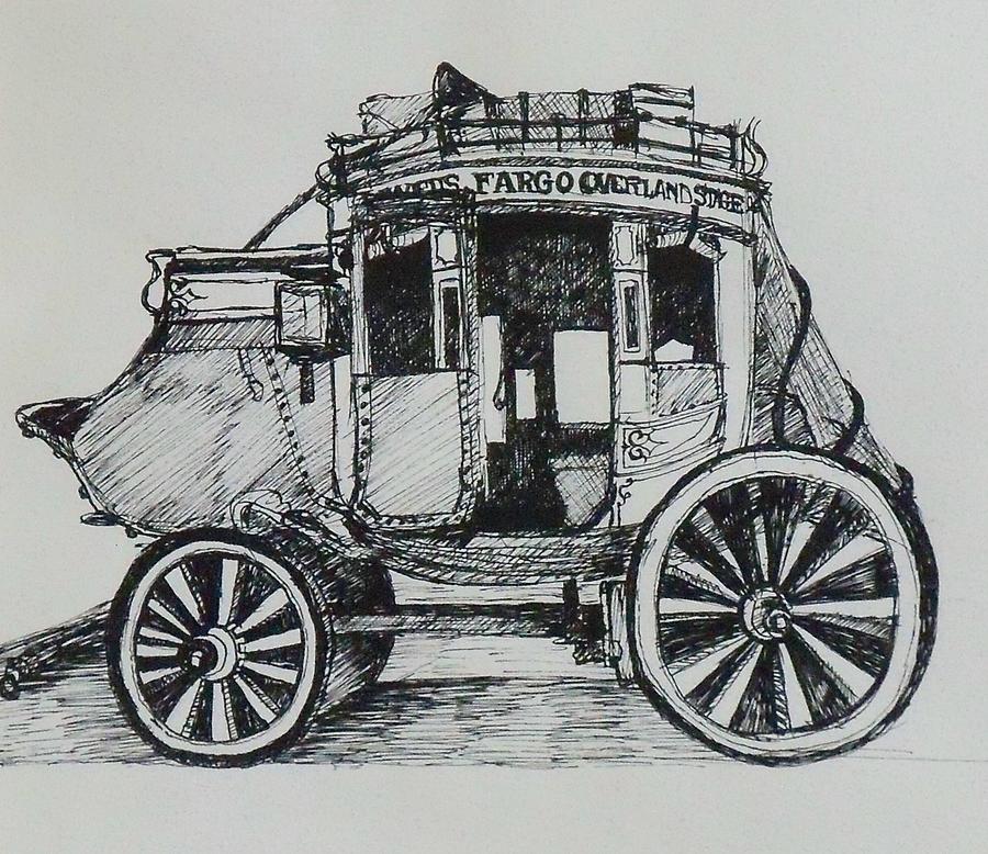 Wells Fargo Stagecoach Drawing by Susan Lutz