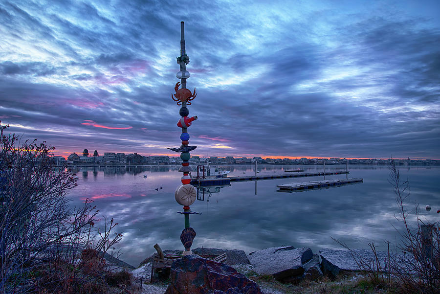 Wells Harbor Nautical Totem Pole Photograph by Joann Vitali
