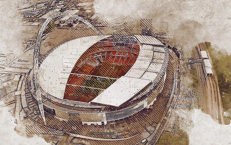 Wembley Stadium Wembley London grunge art creative art painted Wembley ...