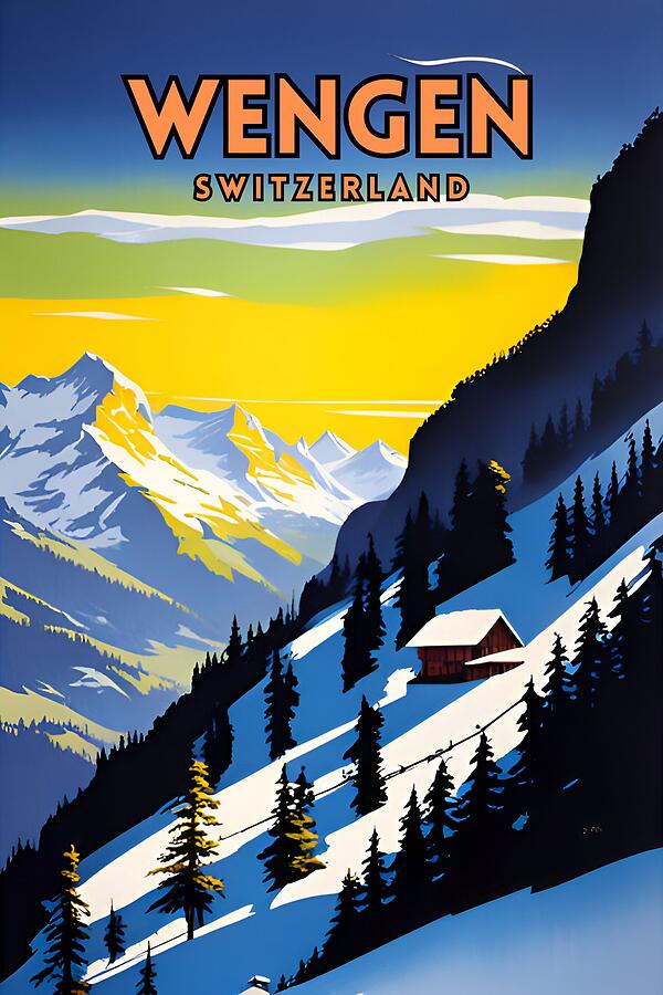 Wengen Switzerland Vintage Travel Poster Digital Art by Aesthetics Store Wengen Switzerland Vintage Travel Poster Digital Art by Aesthetics Store