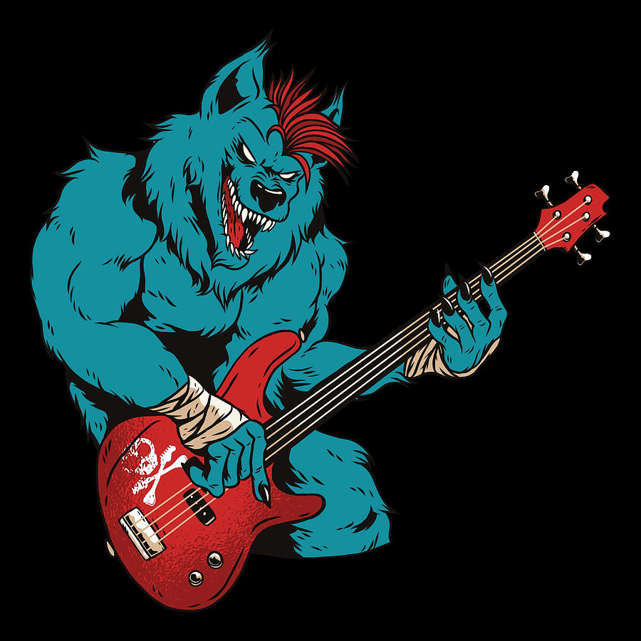 Werewolf Bassist Poster gift Painting by Lewis Megan | Fine Art America