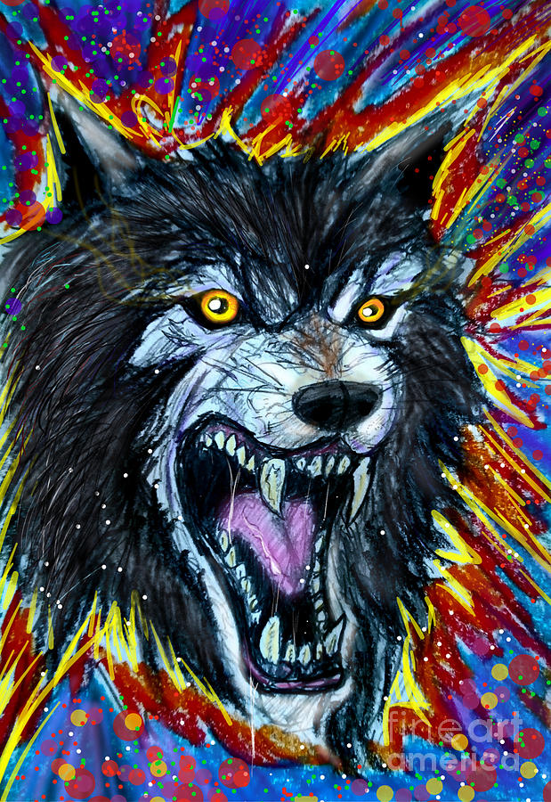 Werewolf in abstract Mixed Media by Mark Bradley