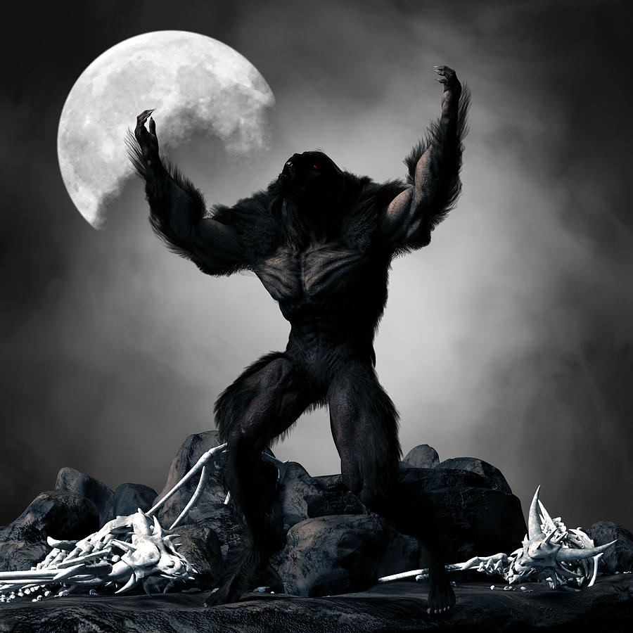 Werewolf Monster Moon Fantasy 3 Digital Art