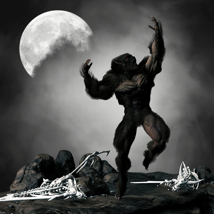 Werewolf Monster Moon Fantasy 5 Digital Art