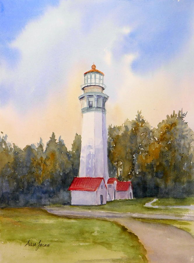 Wesport Harbor Light - Washigton Painting by Anna Jacke