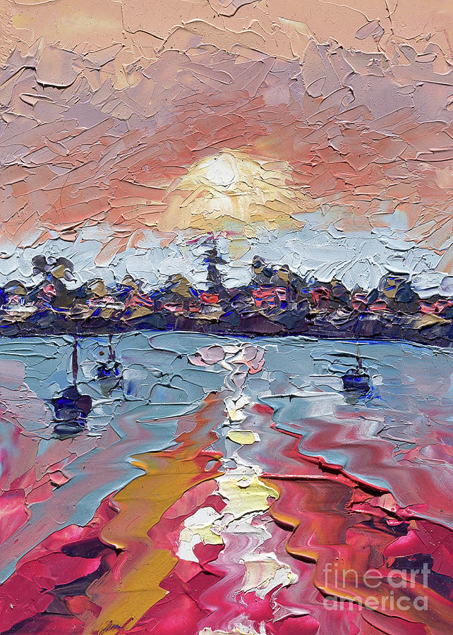 West Cliff Sunset, 2020 Painting by PJ Kirk