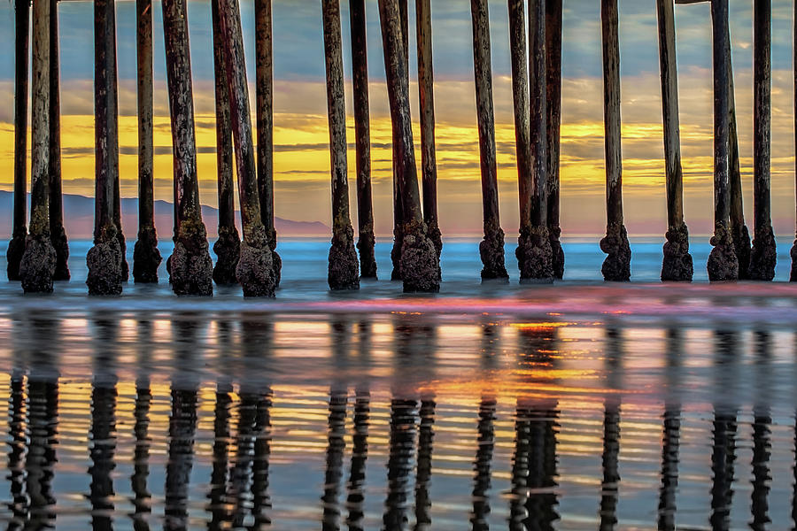 Beach Sunset Photograph - West Coast Pier Colorful Sunset - Pismo Beach California by Gregory Ballos