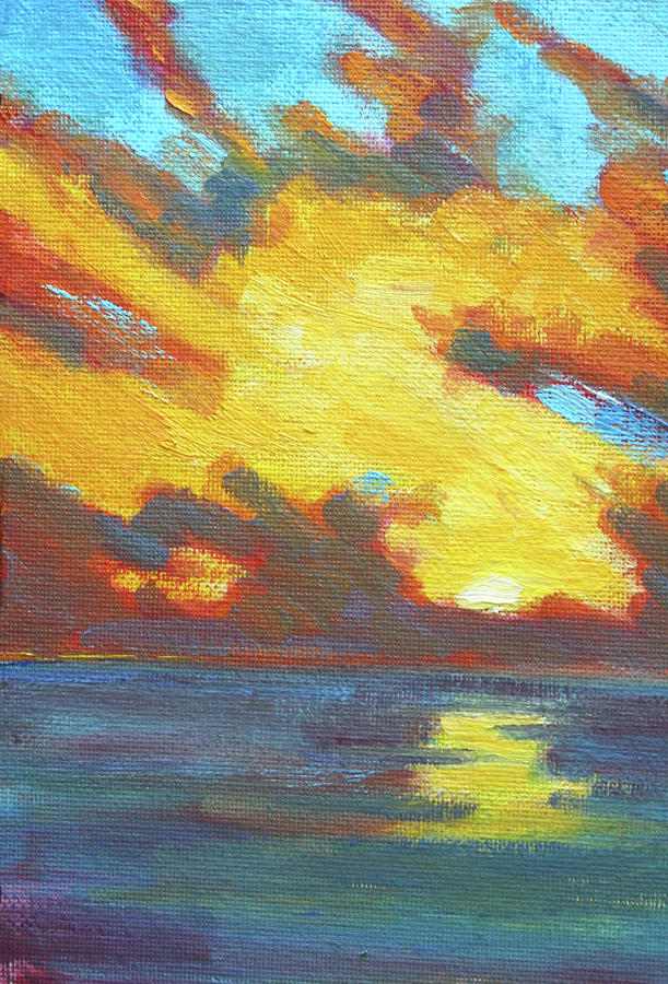 Sunset Painting - West Coast Sunset by Nancy Merkle