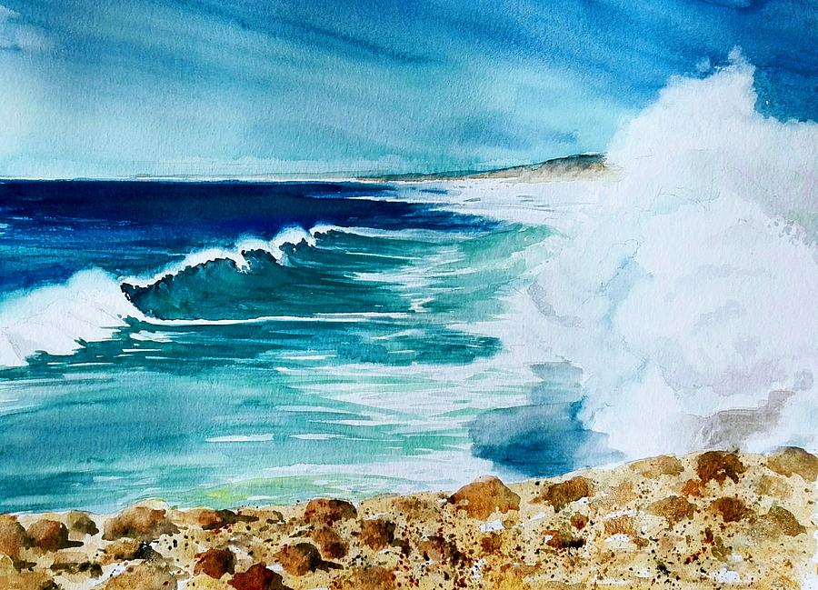 West Coast Waves Painting by Sandie Croft