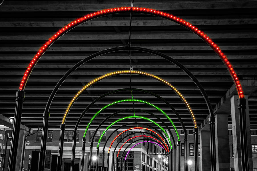 West End Neon Arches Of Dallas Texas In Selective Color Photograph by Gregory Ballos