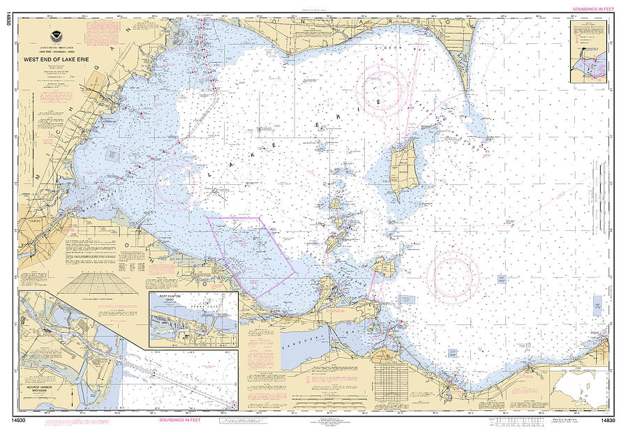 West End Of Lake Erie, Noaa Chart 14830 Digital Art by Nautical ...