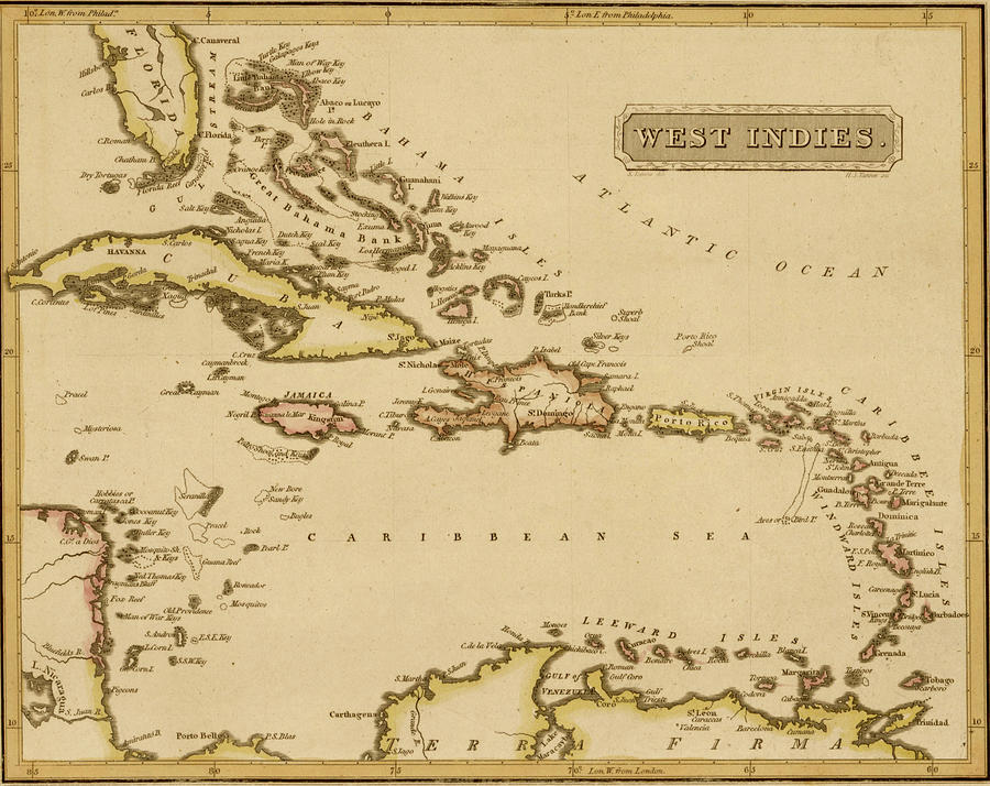 West Indies 1817 Drawing by Vintage Maps | Pixels