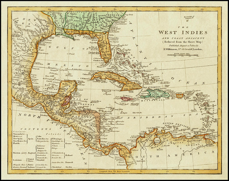 Vintage Photograph - West Indies Vintage Map 1804 by Carol Japp