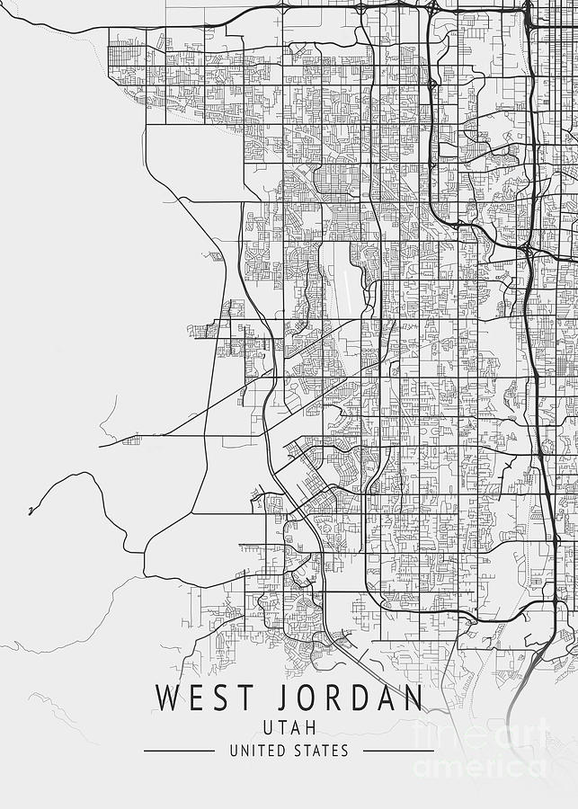 West Jordan Utah US Gray City Map Digital Art by Tien Stencil Fine Art America