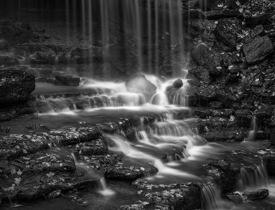 West Milton Falls Ohio Black And White Photograph by Dan Sproul