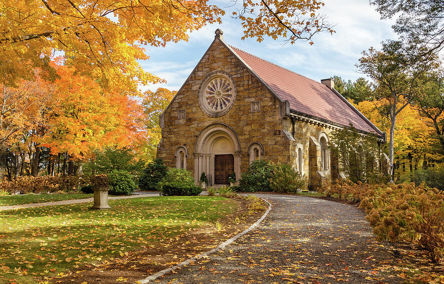 Fall Photograph - West Parish Chapel in Fall, Andover, MA by Betty Denise