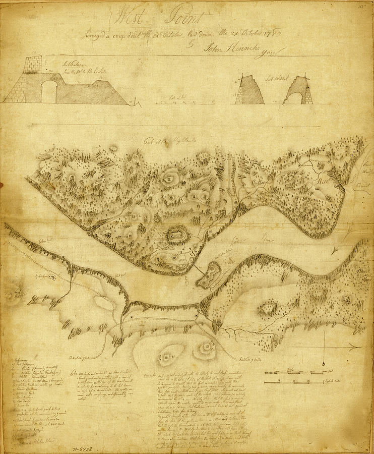 Vintage Drawing - West Point 1783 by Vintage Military Maps