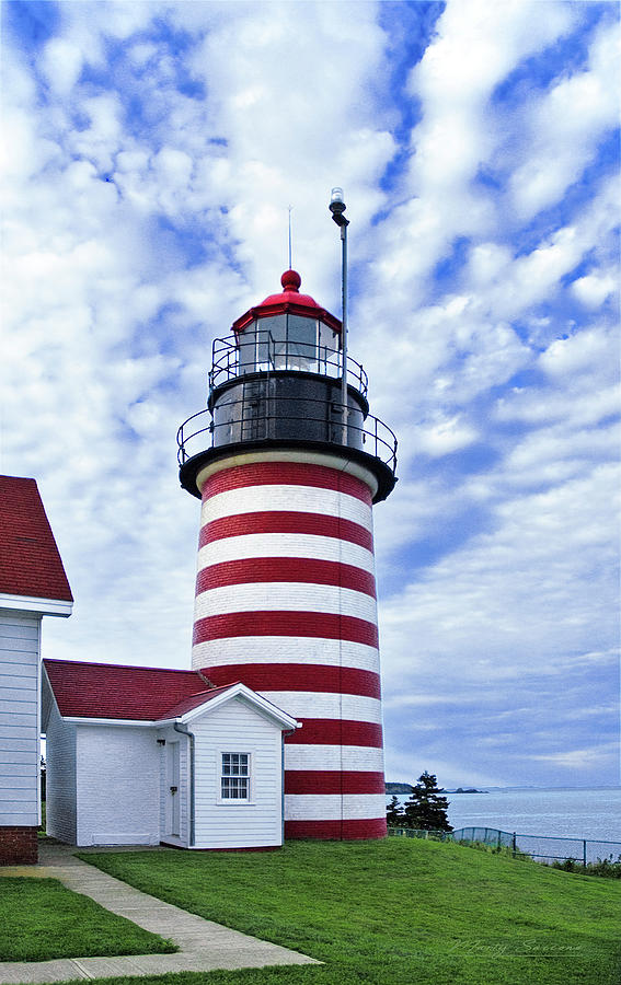 West Quoddy Head Lighthouse and Clouds Photograph by Marty Saccone