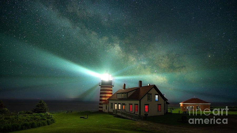 West Quoddy Head Lighthouse and Milky Way Photograph by Craig Shaknis
