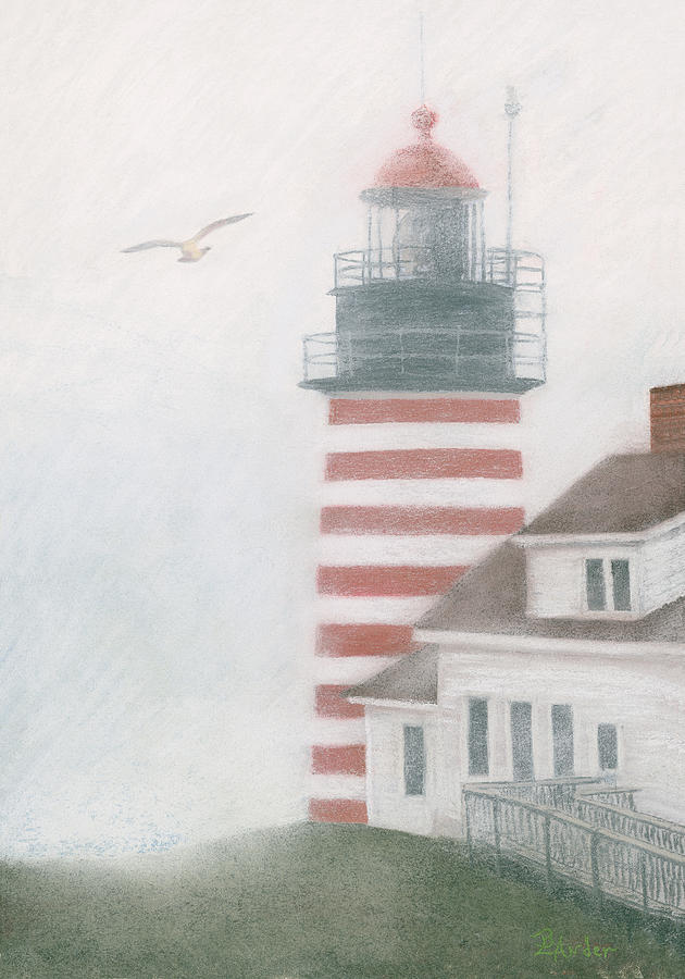 West Quoddy Head Lighthouse Pastel by Brent Ander
