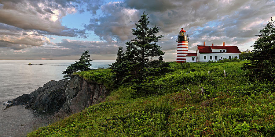 Lighthouse Photograph - West Quoddy Head Lighthouse Panorama by Marty Saccone