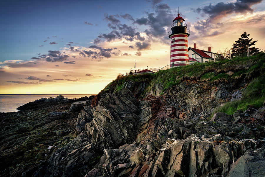 Lighthouse Photograph - West Quoddy Head Twilight by Rick Berk