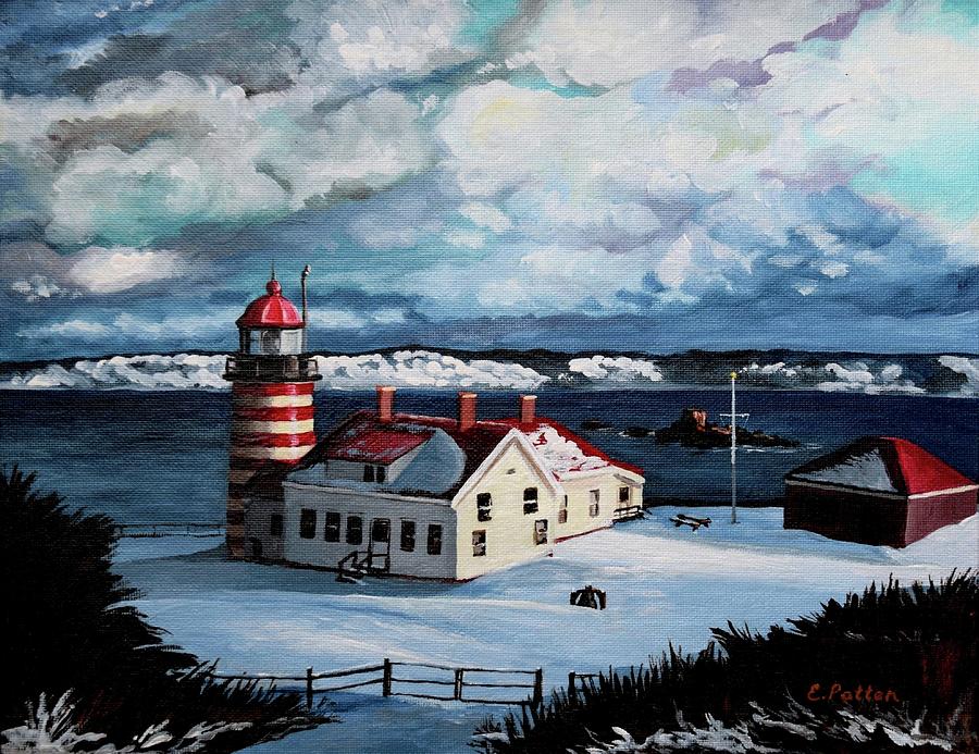 West Quoddy In Winter Painting by Eileen Patten Oliver
