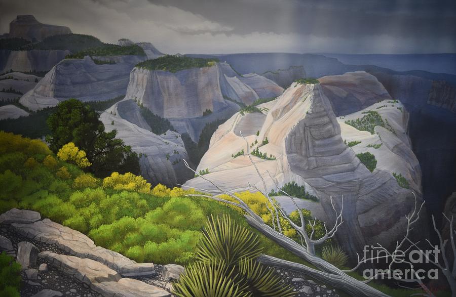 West Rim Trail ZION Painting by Jerry Bokowski