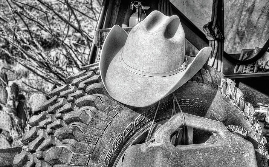 West Texas Stetson Black and White Photograph by JC Findley