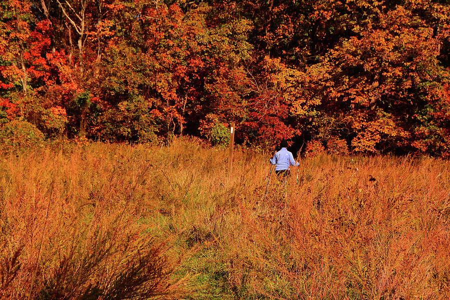 West Virginia Appalachian Trail in Autumn Hiker 2 Photograph by Raymond Salani III