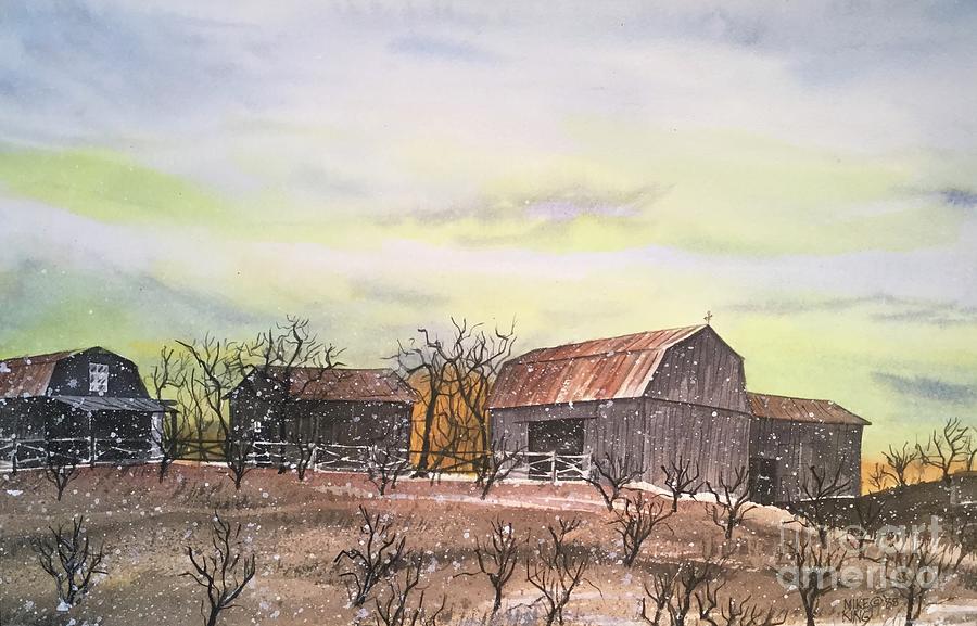 West Virginia Apple Orchard in Winter Painting by Mike King