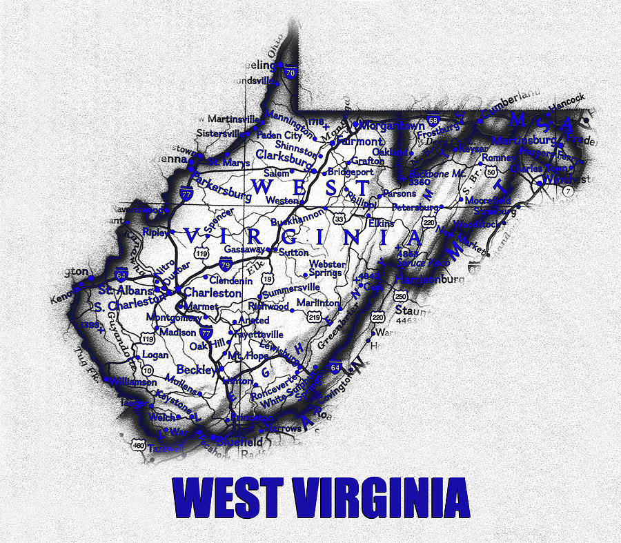 West Virginia blue print work Digital Art by David Lee Thompson