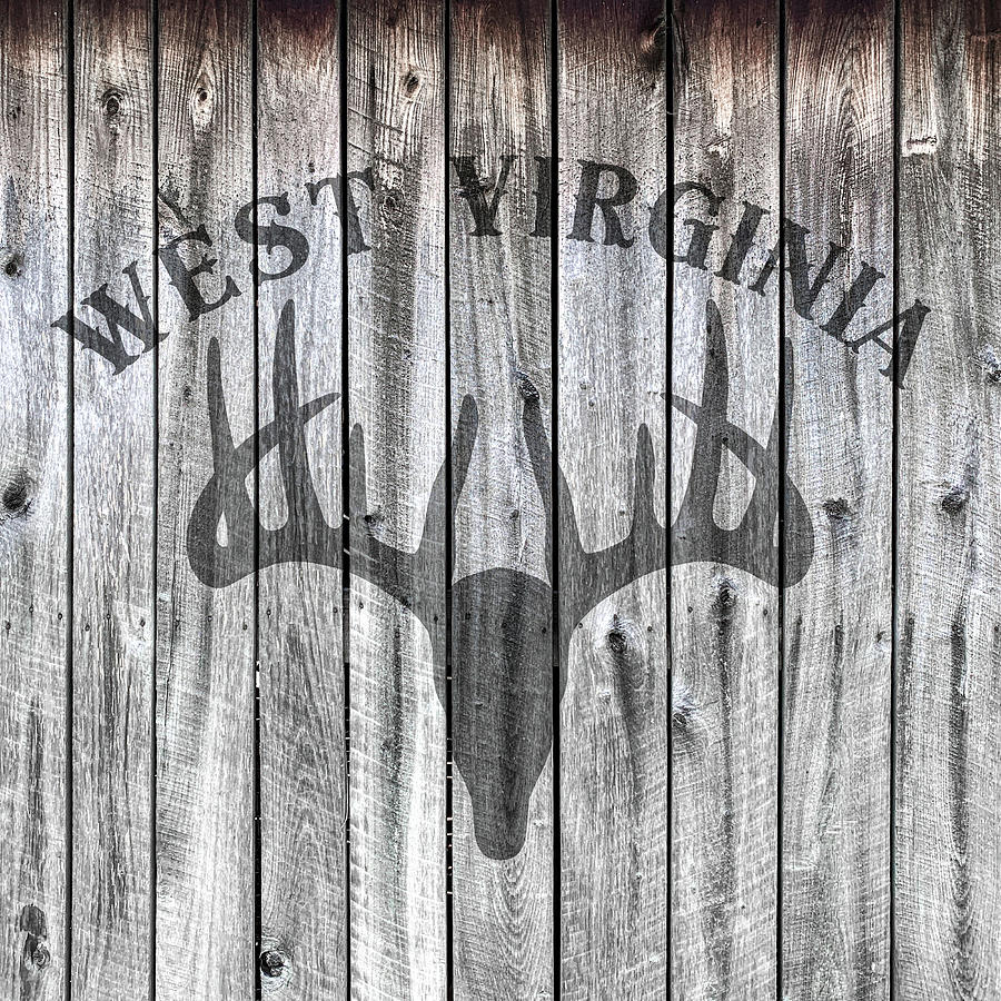 West Virginia Deer Antlers Hunter Country Wood Barn Wall Digital Art by Aaron Geraud