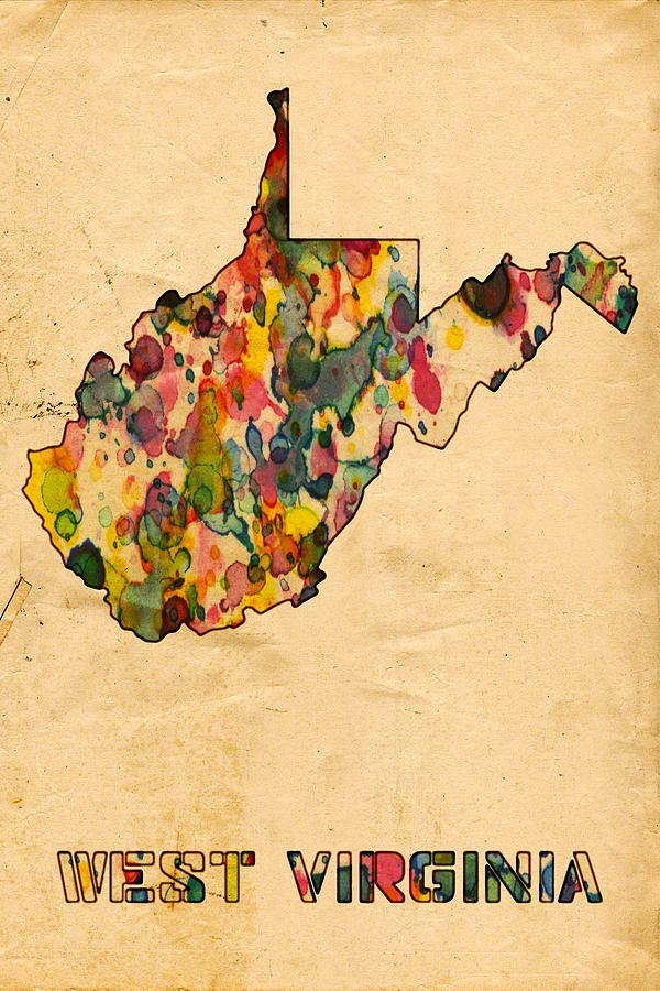 West Virginia Map Poster Watercolor Painting by Beautify My Walls