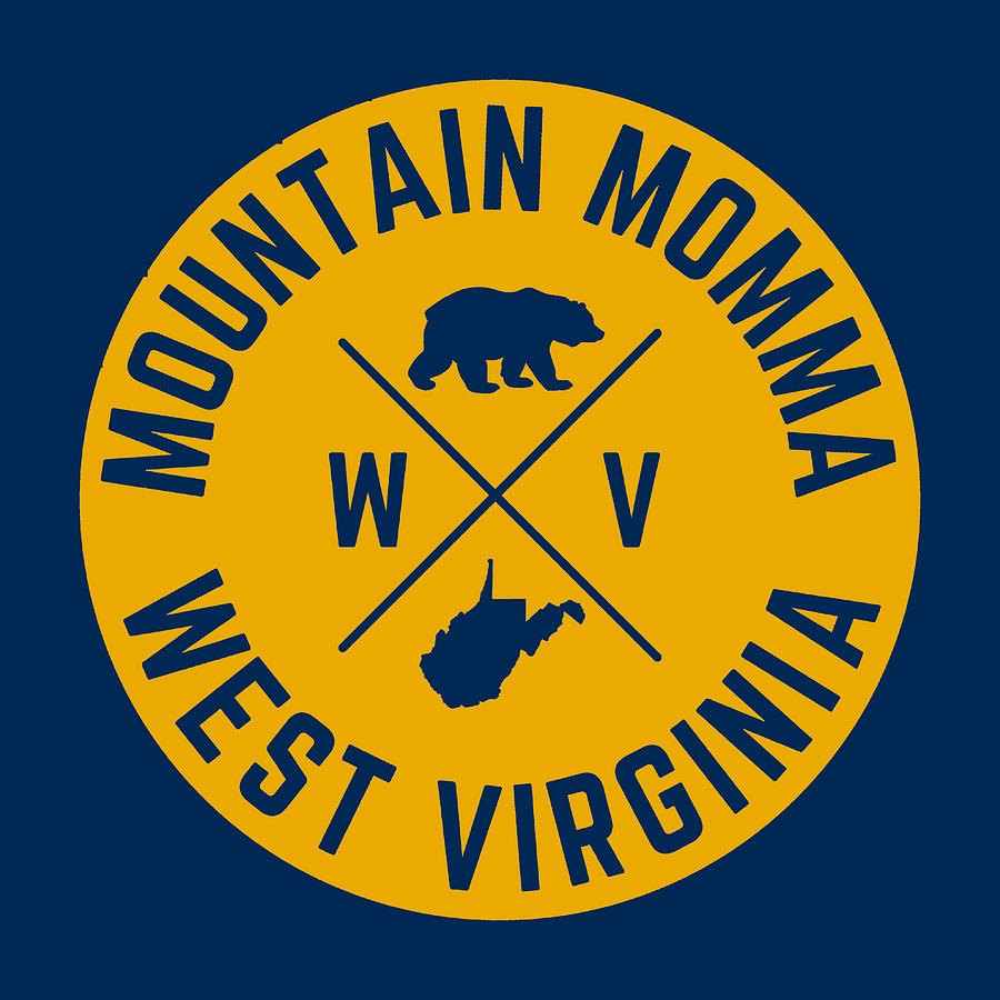 West Virginia Mountain Momma State Map WV Bear Digital Art by Aaron Geraud