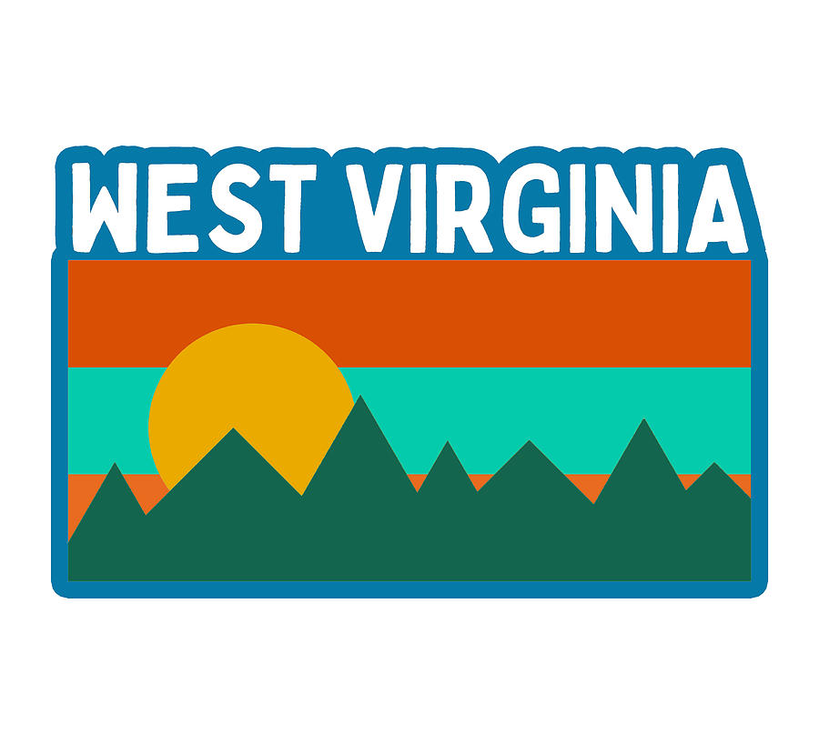 West Virginia Mountain Sunset Retro WV Hiking Nature Print Digital Art