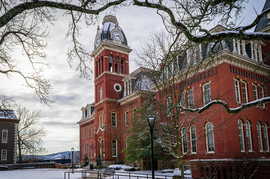 West Virginia University Winter Woodburn Hall Print Photograph by Aaron Geraud