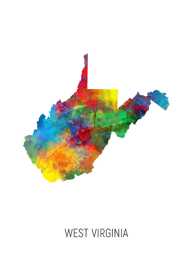 West Virginia Watercolor Map #14 Digital Art by Michael Tompsett