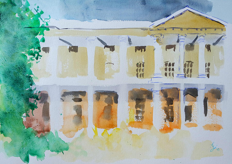 West Wycombe House impressionist watercolor painting Painting by Mike Jory