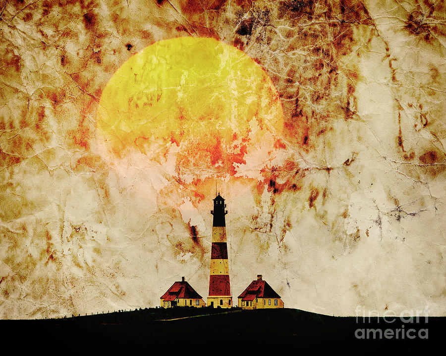 Westerhever Lighthouse Digital Art by Edmund Nagele FRPS