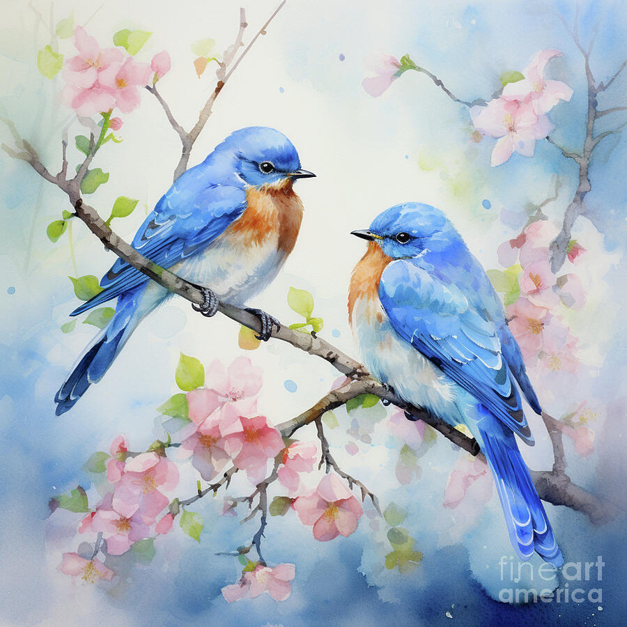 Western Bluebirds Digital Art by Laura's Creations - Fine Art America