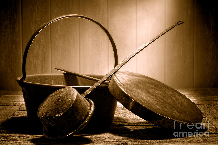 Western Cooking - Sepia Photograph by American West Legend Western Cooking - Sepia Photograph by American West Legend