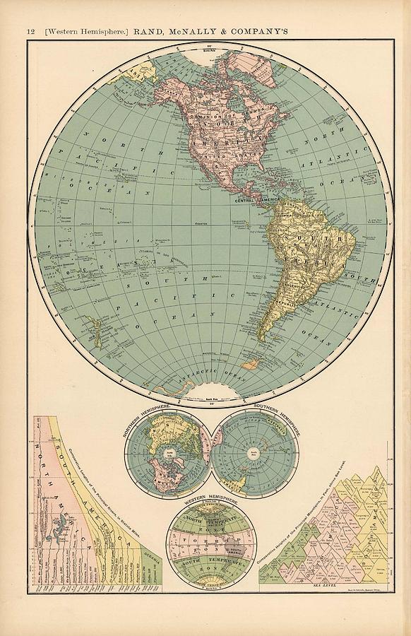 Western Hemisphere 1894 Painting by MotionAge Designs