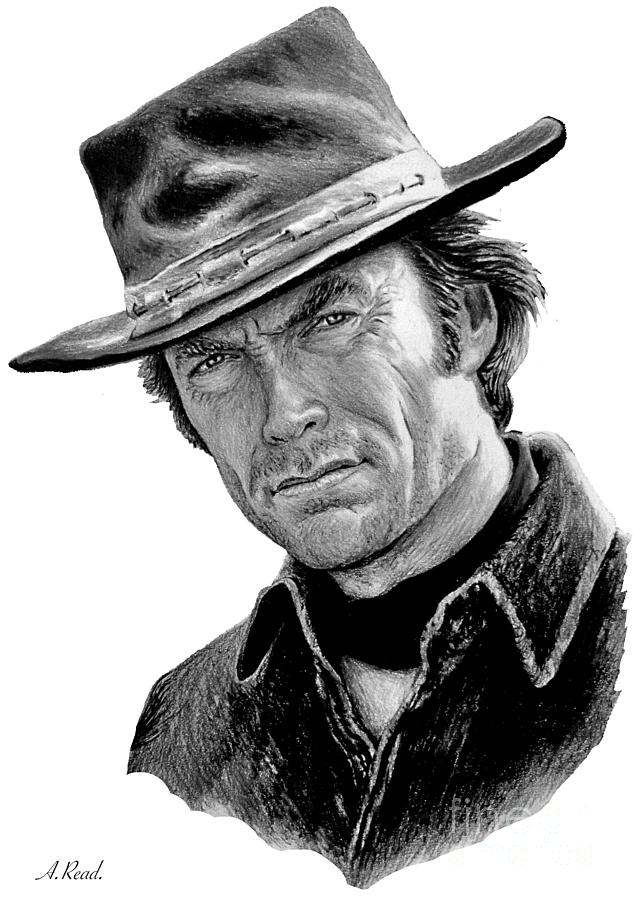Western Icons 2 Clint Eastwood Drawing by Andrew Read