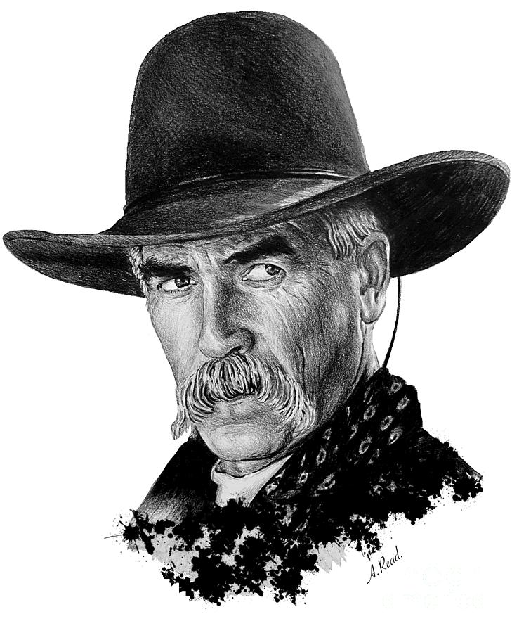 Western Icons 5 Sam Elliot Drawing by Andrew Read