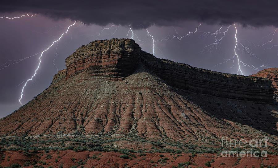 Nature Photograph - Western Landscape USA Lightning  by Chuck Kuhn