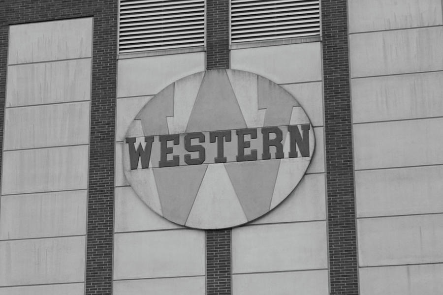 Western Michigan University logo in black and white Photograph by Eldon McGraw