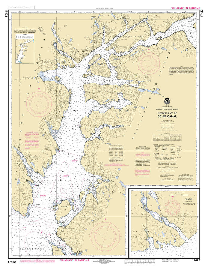 Western Part Of Behm Canal Alaska, Noaa Chart 17422 Digital Art by ...