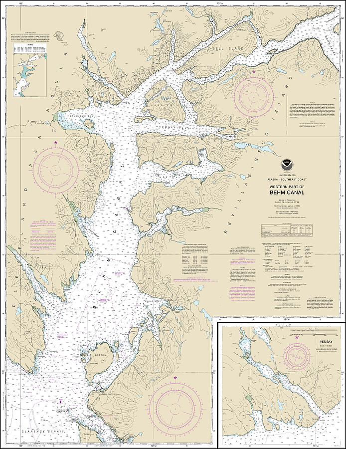 Western Part of Behm Canal Nautical Chart 17422 No Borders Digital Art ...